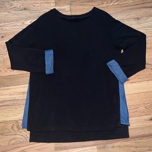 VINCE Mixed Media Sweatshirt with Chambray Size XS